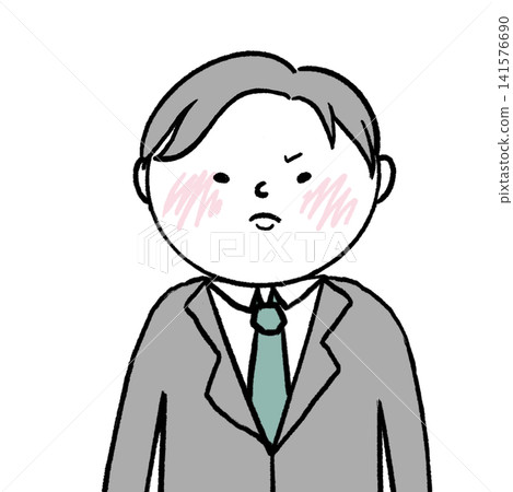 一幅身著西裝的憤怒男子的插圖 一幅身著西裝的憤怒男子的插圖 141576690