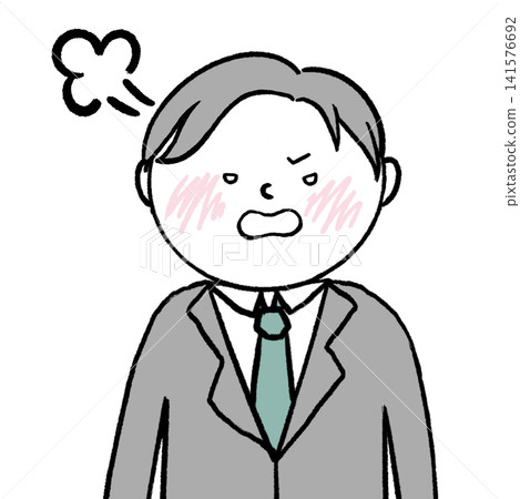 圖解:一位身穿西裝、看起來很生氣的男士。 圖解:一位身穿西裝、看起來很生氣的男士。 141576692