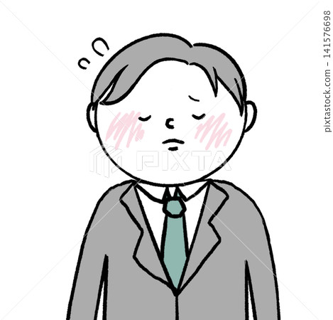 圖解:一位身穿西裝、表情歉意的男士 圖解:一位身穿西裝、表情歉意的男士 141576698