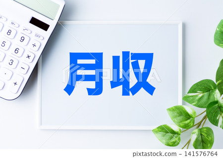 白板上寫著“月收入” 白板上寫著“月收入” 141576764