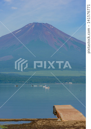 Mt. Fuji seen from Lake Yamanaka in summer Mt. Fuji seen from Lake Yamanaka in summer 141576771