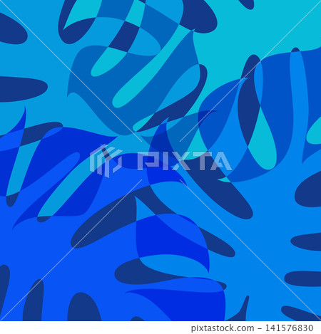 A tropical background pattern designed with monstera leaves. A tropical background pattern designed with monstera leaves. 141576830