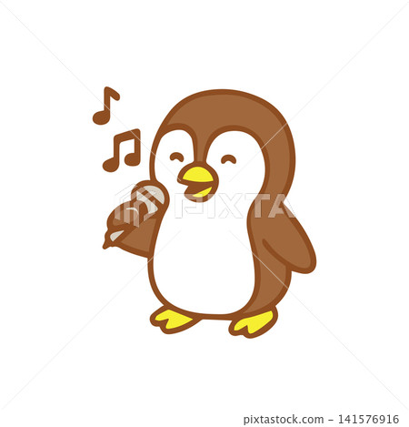cute penguin singing 141576916
