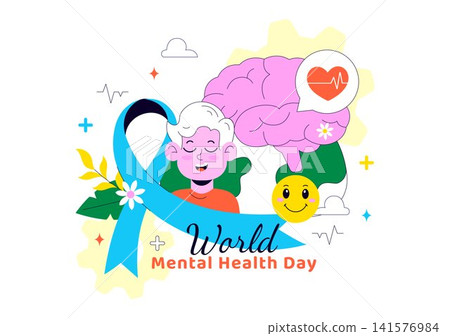 World Mental Health Day Illustration Featuring Emotional Wellness, Brain Health Awareness, Psychological Support, Mindfulness, and Community Care World Mental Health Day Illustration Featuring Emotional Wellness, Brain Health Awareness, Psychological Support, Mindfulness, and Community Care 141576984