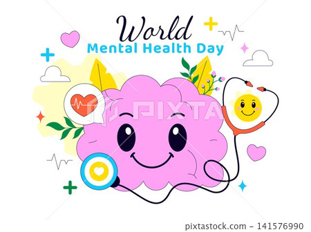 World Mental Health Day Illustration Featuring Emotional Wellness, Brain Health Awareness, Psychological Support, Mindfulness, and Community Care World Mental Health Day Illustration Featuring Emotional Wellness, Brain Health Awareness, Psychological Support, Mindfulness, and Community Care 141576990
