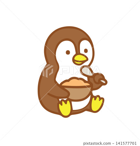 cute penguin eating 141577701