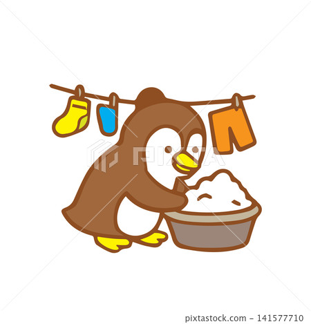 cute penguin washing clothes cute penguin washing clothes 141577710