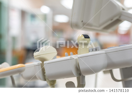 Close view of ultrasound probes diagnostic imaging equipment modern hospital supporting medical examination healthcare technology patient diagnosis Close view of ultrasound probes diagnostic imaging equipment modern hospital supporting medical examination healthcare technology patient diagnosis 141578110