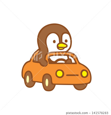 cute penguin riding a car cute penguin riding a car 141578283