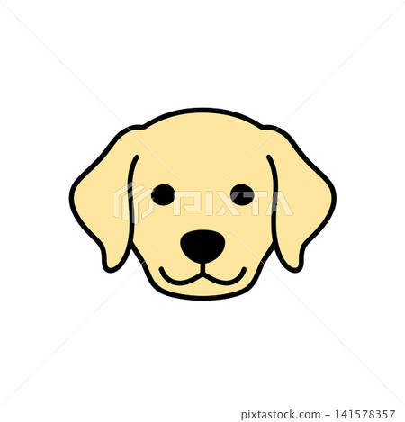 可愛的粉彩色金毛犬臉部圖標 可愛的粉彩色金毛犬臉部圖標 141578357