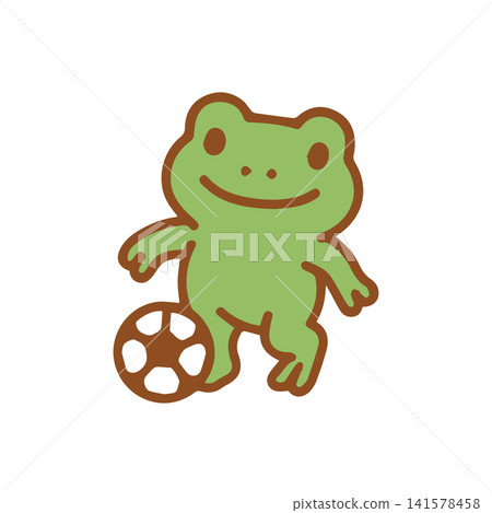 cute frog playing soccer cute frog playing soccer 141578458