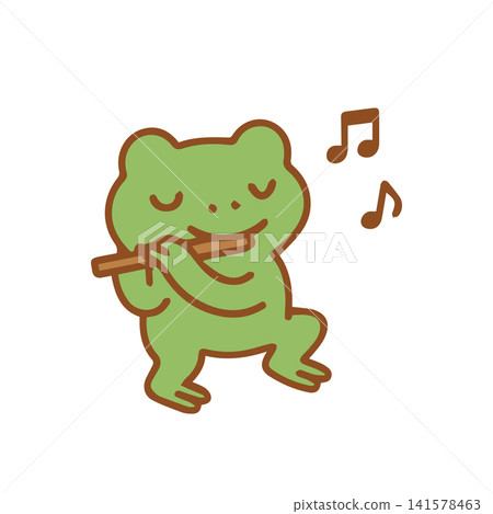 cute frog singing 141578463