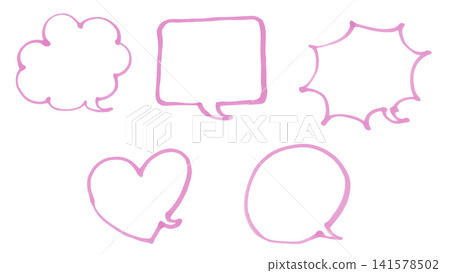 Large speech bubble set drawn with softly colored markers (pink) Large speech bubble set drawn with softly colored markers (pink) 141578502