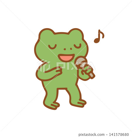 cute frog singing 141578680