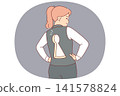 Business woman with keyhole on back reports readiness to solve tasks of employer or company partner 141578824