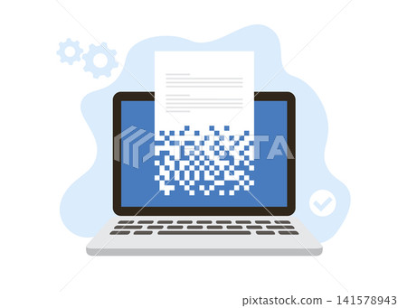 laptop screen processing pixelated document file and data data laptop screen processing pixelated document file and data data 141578943