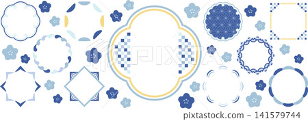 Japanese-style title frame set: Cute and simple design, decorative material 05 Japanese-style title frame set: Cute and simple design, decorative material 05 141579744