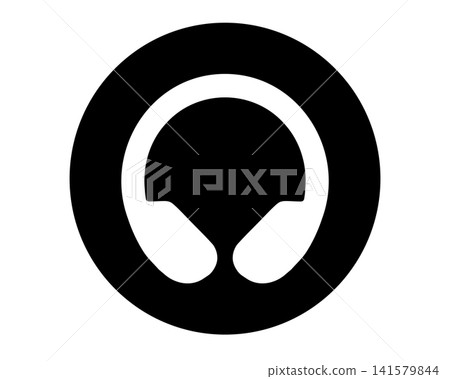 A circular icon illustration featuring the silhouette of headphones. A circular icon illustration featuring the silhouette of headphones. 141579844