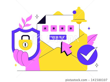 Email Verification Vector Illustration Featuring Secure Email Authentication, Account Confirmation Protection, Verified Messages, and Digital Security Email Verification Vector Illustration Featuring Secure Email Authentication, Account Confirmation Protection, Verified Messages, and Digital Security 141580107