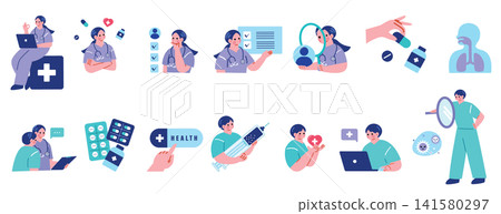Medical and health illustration set Medical and health illustration set 141580297