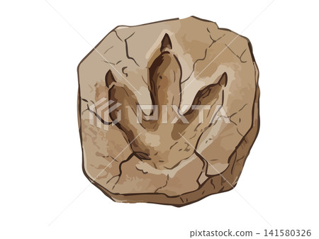 一幅栩栩如生的化石插圖（化石化的腳印）。 141580326