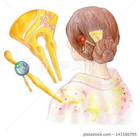 水彩插畫,手繪插畫,玳瑁髮飾 水彩插畫,手繪插畫,玳瑁髮飾 141580795