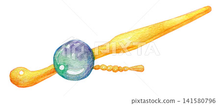 水彩插畫，手繪插畫，玳瑁髮飾 141580796