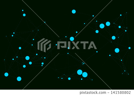 Cyan Network Connection on Black Background, Digital Technology Nodes Vector Illustration Cyan Network Connection on Black Background, Digital Technology Nodes Vector Illustration 141580802