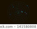 Cyan Radar Grid Background with Sonar Rings, Digital Technology Vector Illustration Cyan Radar Grid Background with Sonar Rings, Digital Technology Vector Illustration 141580808