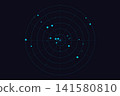 Cyan Radar Grid on Dark Blue Background, Digital Technology Vector Illustration Cyan Radar Grid on Dark Blue Background, Digital Technology Vector Illustration 141580810