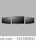 Black Flat Screen TV Monitor Mockup Vector 141580842