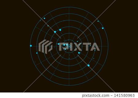 Cyan Radar Grid Background with Glowing Dots, Digital Technology Vector Illustration Cyan Radar Grid Background with Glowing Dots, Digital Technology Vector Illustration 141580963