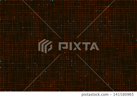 Orange Circuit Board Pattern on Black Background, Digital Technology Vector Illustration Orange Circuit Board Pattern on Black Background, Digital Technology Vector Illustration 141580965