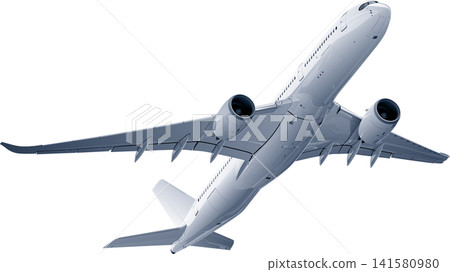 一架噴射客機正在起飛爬升。 一架噴射客機正在起飛爬升。 141580980