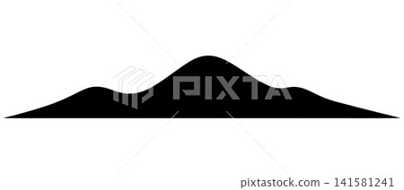 A black silhouette of a mountain range with rolling hills and a central peak, isolated on a transparent background. A black silhouette of a mountain range with rolling hills and a central peak, isolated on a transparent background. 141581241