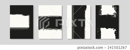 Abstract vector black brush stroke poster set Abstract vector black brush stroke poster set 141581267