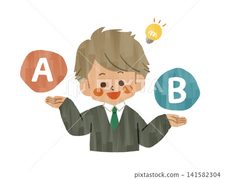 A smiling male student making a comparison - Gash A smiling male student making a comparison - Gash 141582304