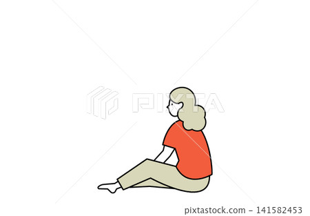 一個女人坐著發呆 一個女人坐著發呆 141582453