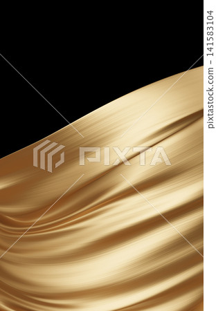 Luxury champagne gold fabric waving isolated on black background with copy space 3D render Luxury champagne gold fabric waving isolated on black background with copy space 3D render 141583104