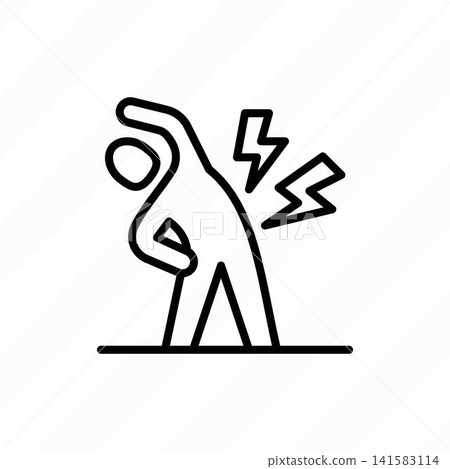 Pain free movement thin line icon for physiotherapy and musculoskeletal rehabilitation. Vector illustration. Pain free movement thin line icon for physiotherapy and musculoskeletal rehabilitation. Vector illustration. 141583114