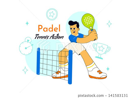 Padel Tennis Action Vector Illustration Featuring Dynamic Match Play, Professional Racket Skills, Competitive Court Sports, and Athletic Performance Padel Tennis Action Vector Illustration Featuring Dynamic Match Play, Professional Racket Skills, Competitive Court Sports, and Athletic Performance 141583131