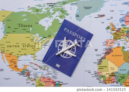 International passport against a map backdrop, concepts of travel. Passport on a map International passport against a map backdrop, concepts of travel. Passport on a map 141583525