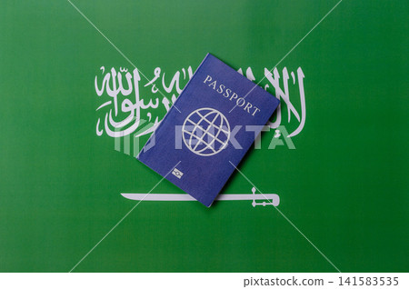 Saudi Arabia passport or id document with tickets for flight, travel. Saudi Arabia passport Saudi Arabia passport or id document with tickets for flight, travel. Saudi Arabia passport 141583535