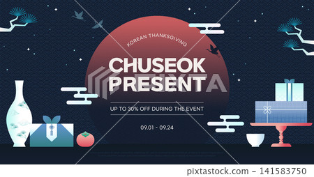 Korean Thanksgiving Chuseok Gift Fair Sale Event Horizontal Web Banner Korean Thanksgiving Chuseok Gift Fair Sale Event Horizontal Web Banner 141583750