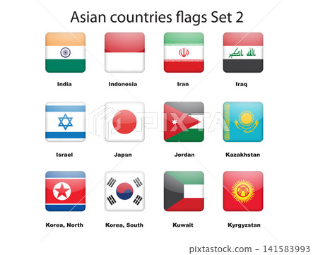 Asian countries flags Set 2 vector illustration Asian countries flags Set 2 vector illustration 141583993