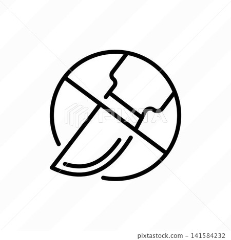 Avoid surgery thin line icon. Crossed scalpel. Physiotherapy,  rehabilitation, recovery. Vector illustration. 141584232