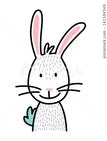 Simple hare sketch with gentle features. Minimalist illustration of serene rabbit with tall ears. Calm rabbit outline showing delicate whiskers and heartshaped tail Simple hare sketch with gentle features. Minimalist illustration of serene rabbit with tall ears. Calm rabbit outline showing delicate whiskers and heartshaped tail 141584549