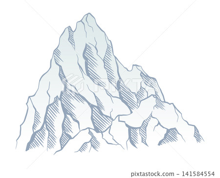 Mountain climbing route to top rock with red flag on peak. Business journey path in progress, way to success or concept of goal. Vector illustration 141584554