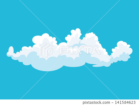 Cartoon clouds. Abstract white cloudscape icon symbol. Vector cloudy landscape or simplicity nature aerial panorama. Round shapes in flat style Cartoon clouds. Abstract white cloudscape icon symbol. Vector cloudy landscape or simplicity nature aerial panorama. Round shapes in flat style 141584623