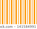 Repeated straight parallel stripes of different thickness. Vertical orange lines on white background. Geometric fabric print. Wrapping paper design. Simple abstract wallpaper. Vector illustration 141584991